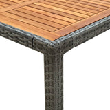 NNEVL Garden Table 150x90x75 cm Poly Rattan and Acacia Wood Grey