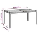 NNEVL Garden Table 150x90x75 cm Poly Rattan and Acacia Wood Grey