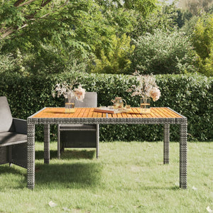 NNEVL Garden Table 150x90x75 cm Poly Rattan and Acacia Wood Grey