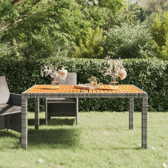 NNEVL Garden Table 150x90x75 cm Poly Rattan and Acacia Wood Grey