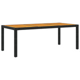 NNEVL Garden Table 190x90x75 cm Poly Rattan and Acacia Wood Black