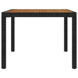 NNEVL Garden Table 190x90x75 cm Poly Rattan and Acacia Wood Black