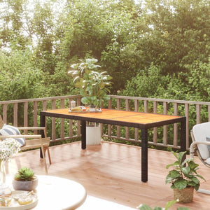 NNEVL Garden Table 190x90x75 cm Poly Rattan and Acacia Wood Black
