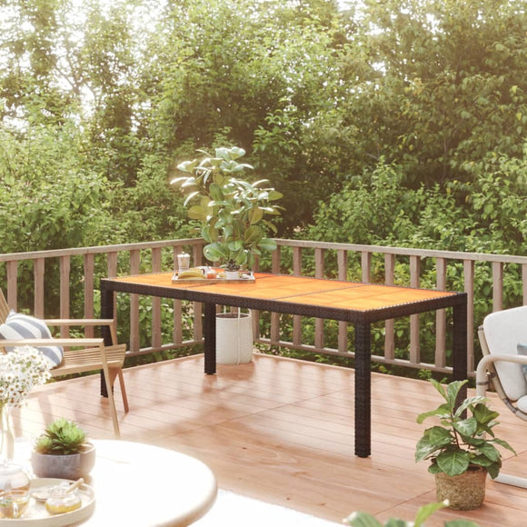 NNEVL Garden Table 190x90x75 cm Poly Rattan and Acacia Wood Black