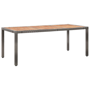 NNEVL Garden Table 190x90x75 cm Poly Rattan and Acacia Wood Grey
