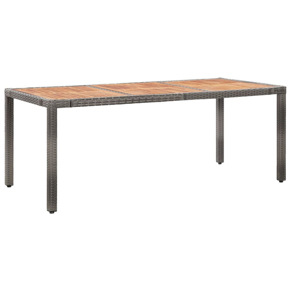 NNEVL Garden Table 190x90x75 cm Poly Rattan and Acacia Wood Grey