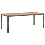 NNEVL Garden Table 190x90x75 cm Poly Rattan and Acacia Wood Grey