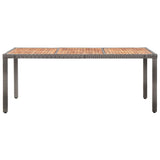 NNEVL Garden Table 190x90x75 cm Poly Rattan and Acacia Wood Grey