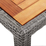 NNEVL Garden Table 190x90x75 cm Poly Rattan and Acacia Wood Grey