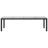 NNEVL Garden Table Black 250x100x75 cm Tempered Glass and Poly Rattan