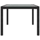 NNEVL Garden Table Black 250x100x75 cm Tempered Glass and Poly Rattan