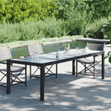 NNEVL Garden Table Black 250x100x75 cm Tempered Glass and Poly Rattan
