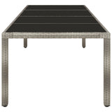 NNEVL Garden Table Grey 250x100x75 cm Tempered Glass and Poly Rattan