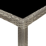 NNEVL Garden Table Grey 250x100x75 cm Tempered Glass and Poly Rattan