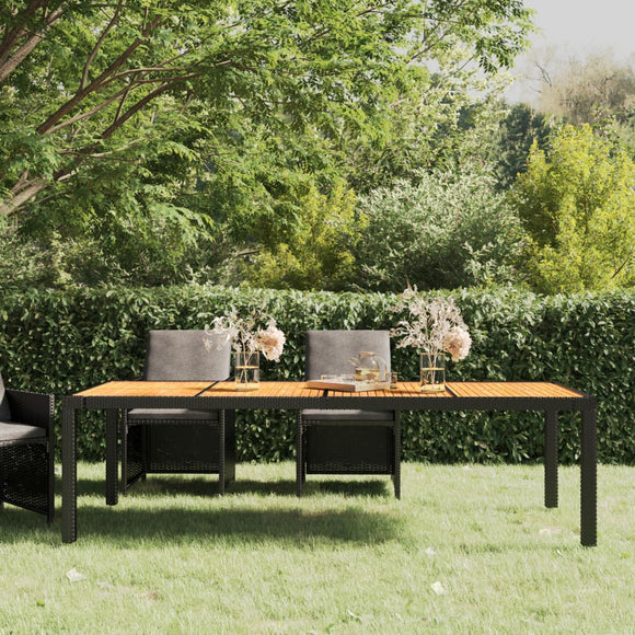 NNEVL Garden Table Black 250x100x75 cm Poly Rattan