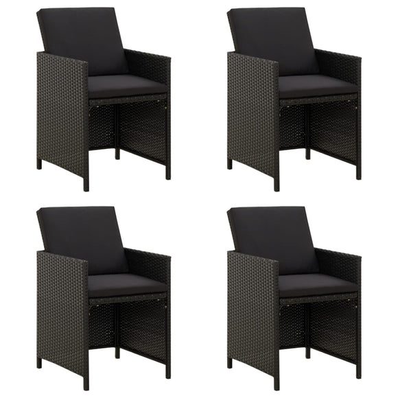 NNEVL Garden Chairs with Cushions 4 pcs Poly Rattan Black