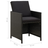 NNEVL Garden Chairs with Cushions 4 pcs Poly Rattan Black