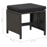 NNEVL Garden Stools 4 pcs with Cushions Poly Rattan Black