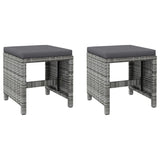 NNEVL 4 Piece Garden Chair and Stool Set Poly Rattan Grey