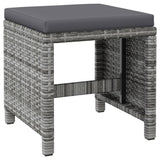NNEVL 4 Piece Garden Chair and Stool Set Poly Rattan Grey