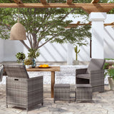 NNEVL 4 Piece Garden Chair and Stool Set Poly Rattan Grey