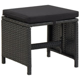 NNEVL Garden Stools with Cushions 2 pcs Poly Rattan Black