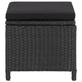 NNEVL Garden Stools with Cushions 2 pcs Poly Rattan Black
