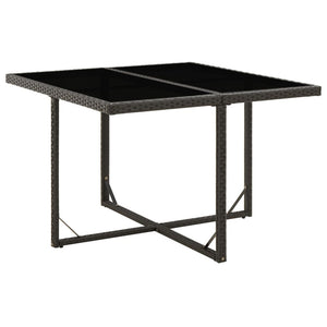 NNEVL Garden Table Black 109x107x74 cm Poly Rattan and Glass