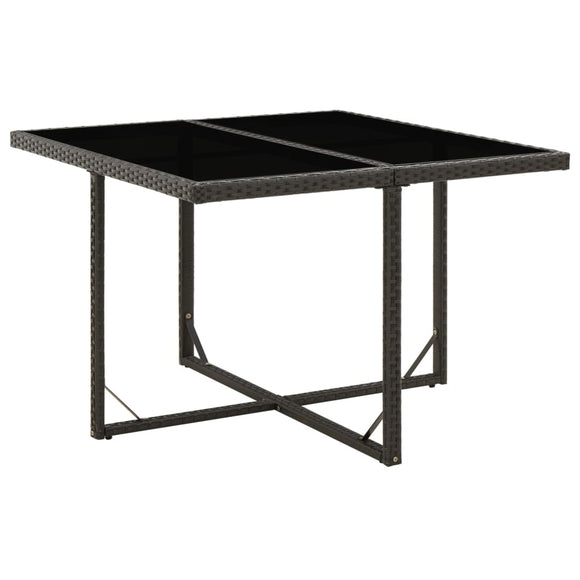NNEVL Garden Table Black 109x107x74 cm Poly Rattan and Glass