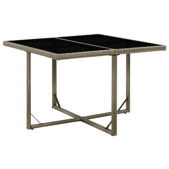 NNEVL Garden Table Grey 109x107x74 cm Poly Rattan and Glass