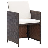 NNEVL 4 Piece Garden Chair and Stool Set Poly Rattan Brown