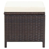 NNEVL 4 Piece Garden Chair and Stool Set Poly Rattan Brown