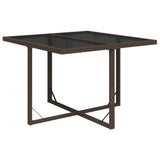 NNEVL Garden Table Brown 109x107x74 cm Poly Rattan and Glass