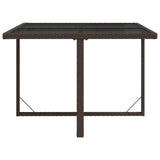 NNEVL Garden Table Brown 109x107x74 cm Poly Rattan and Glass