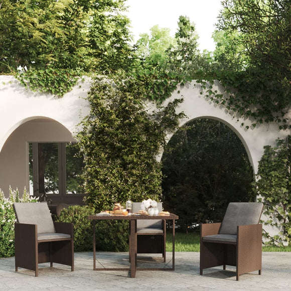 NNEVL Garden Table Brown 109x107x74 cm Poly Rattan and Glass