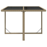 NNEVL Garden Table Beige 109x107x74 cm Poly Rattan and Glass