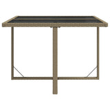 NNEVL Garden Table Beige 109x107x74 cm Poly Rattan and Glass