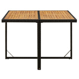 NNEVL Garden Table Black 109x107x74 cm Poly Rattan&Solid Wood Acacia