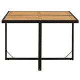 NNEVL Garden Table Black 109x107x74 cm Poly Rattan&Solid Wood Acacia