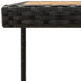 NNEVL Garden Table Black 109x107x74 cm Poly Rattan&Solid Wood Acacia