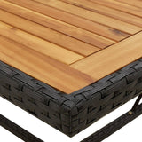 NNEVL Garden Table Black 109x107x74 cm Poly Rattan&Solid Wood Acacia