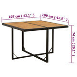 NNEVL Garden Table Black 109x107x74 cm Poly Rattan&Solid Wood Acacia