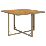 NNEVL Garden Table Beige 109x107x74 cm Poly Rattan&Solid Wood Acacia
