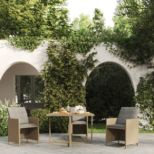 NNEVL Garden Table Beige 109x107x74 cm Poly Rattan&Solid Wood Acacia