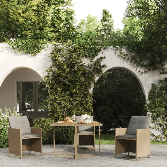 NNEVL Garden Table Beige 109x107x74 cm Poly Rattan&Solid Wood Acacia