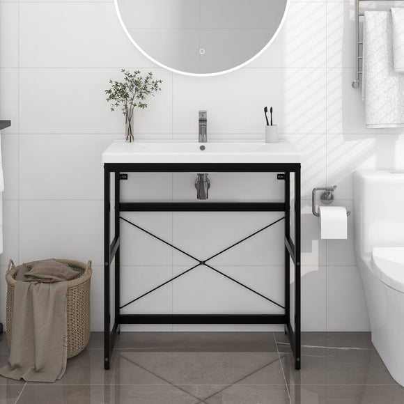 NNEVL Bathroom Washbasin Frame Black 79x38x83 cm Iron