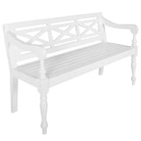 NNEVL Batavia Bench 123 cm Solid Mahogany Wood White