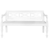 NNEVL Batavia Bench 123 cm Solid Mahogany Wood White