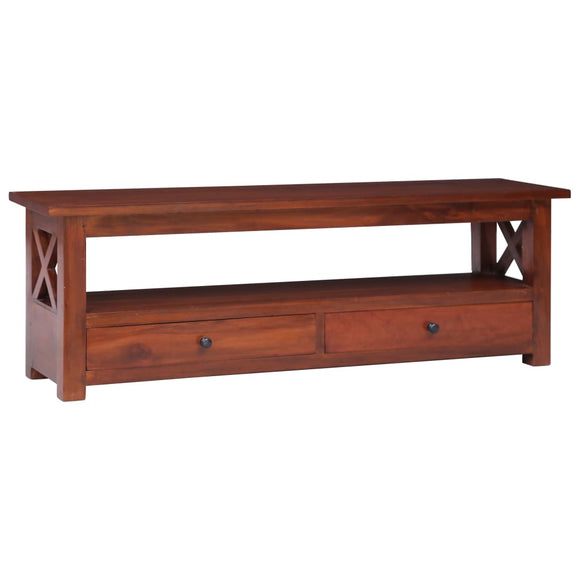 NNEVL TV Cabinet Brown 115x30x40 cm Solid Mahogany Wood