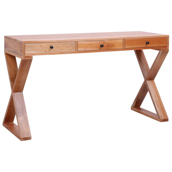 NNEVL Computer Desk Natural 115x47x77 cm Solid Mahogany Wood